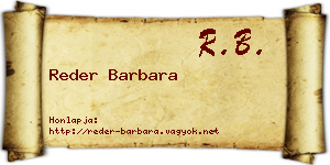 Reder Barbara névjegykártya